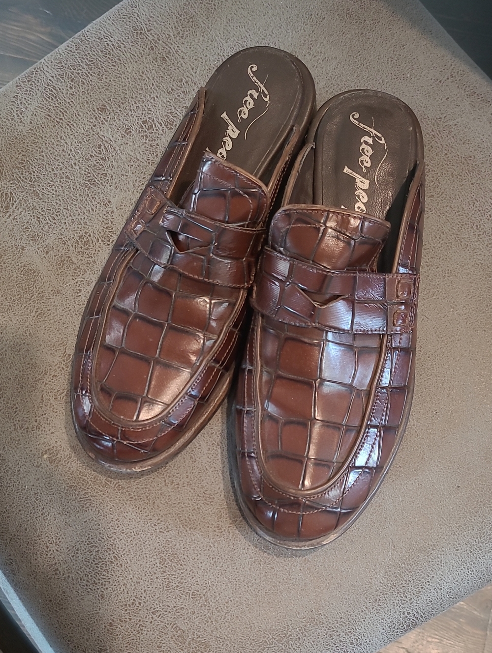 Free People Faux Croc Loafers. Size 6.5
